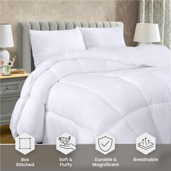 Bedding Comforter Duvet Insert, Quilted Comforter with Corner Tabs, Box - Picture 5 of 7